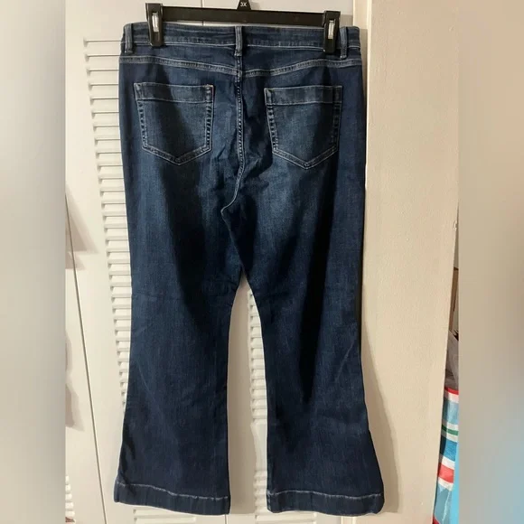 J Jill Denim High Rise Flare Jeans,Cotton blend, Stretch, Retro pockets, Sz 14 - Picture 8 of 12